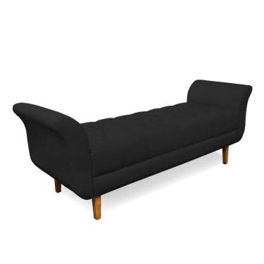 Imagem de Recamier Olinda Veludo 160 Cm Pés Chanfrado Castanhos - D'rossi Cor Preto