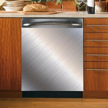 Imagem de Capa magnética de aço inoxidável para lava-louças, capa magnética branca escovada, prata escovada, decalque do painel da porta da frente, capa de adesivo de geladeira, decoração de cozinha doméstica