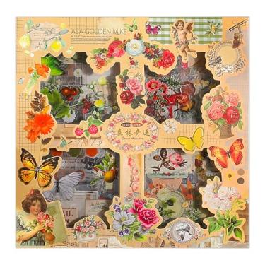 Imagem de Gryast 500 peças (100 folhas) adesivos de PET transparentes para scrapbooking, pacote jumbo de adesivos com tema borboleta e natureza para planejadores, diários, garrafas de água, decalques de vinil