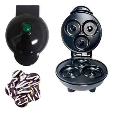 Imagem de Mini Máquina Elétrica de Donuts, Máquina de Rosquinhas, 3 Formas, 110V, Antiaderente, Compacta (Preto)