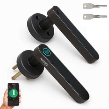 Imagem de Fechadura Inteligente com Impressão Digital - Fechadura Biométrica - Maçaneta de Porta de Impressão-Suporta Senha Morse, APP Tuya e Chave Mecânica - Adequada Para Residências e Hotéis(Preto)