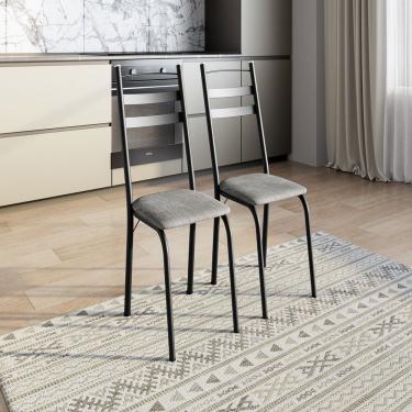 Imagem de Kit Com Duas Cadeiras De Cozinha 061 Preto- Grafiato