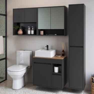 Imagem de Conjunto para Banheiro 148cm com 4 Peças Gabinete Suspenso com Cuba Ba