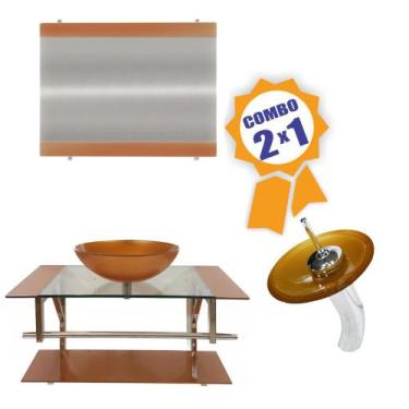 Imagem de Combo 2 em 1 - Gabinete 80cm Noruega + Torneira Ibiza - EKASA, Dourado