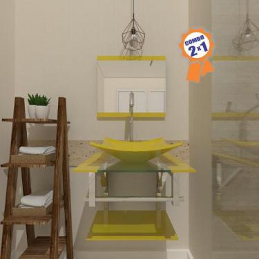 Imagem de Combo 2 x 1 Gabinete de Vidro 45cm para Banheiro Cuba Retangular - Bie
