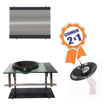 Imagem de Combo 2 em 1 - Gabinete  70cm França + Torneira Ibiza - EKASA, Grafite