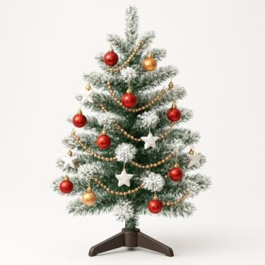 Imagem de Mini Árvore de Natal 60cm - Verde ou Nevada com 50 Galhos para Decoração de Mesa e Escritório(NEVADA,1 ÁRVORE)