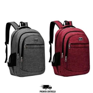 Imagem de Kit 2 Mochilas Masculina Feminina Escola Trabalho Reforçada Bolso para