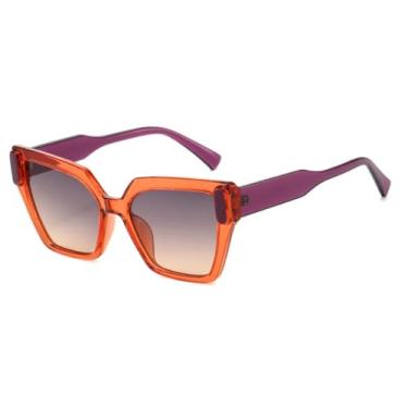 Imagem de HCPIHF Óculos de sol grandes de luxo, moda feminina, gradiente, masculino, punk, tons de uv (laranja, cinza, rosa)
