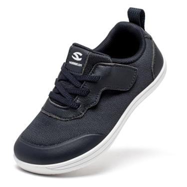 Imagem de HOBIBEAR Tênis de caminhada minimalista para meninos e meninas | Tênis de queda zero (bebê/criança pequena/criança grande), Azul, 10 Wide Toddler