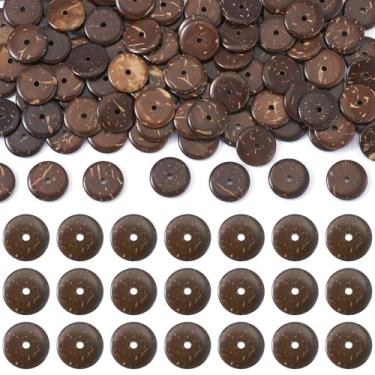 Imagem de Beadthoven 100 peças contas de coco natural 12 mm contas de madeira redondas marrons em massa não tingidas Rondelle Donut contas espaçadoras soltas para artesanato faça você mesmo brinco pulseira