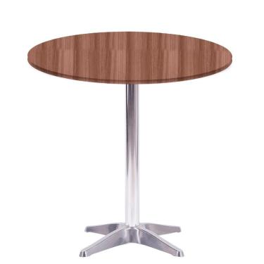 Imagem de Mesa Delta Em Alumínio 75 Cm (alt) Base Em X Tampo Mdp Redondo 80 Cm (larg) X 2,50 Cm (alt) Walnut