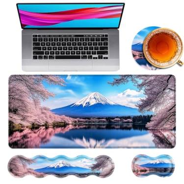 Imagem de TOEMZTFT Mouse pad grande e descanso de pulso para teclado, tapete de mesa para teclado e mouse, mouse pad grande para jogos 4 em 1 com suporte de pulso, tapete de mesa para jogos de estudo de