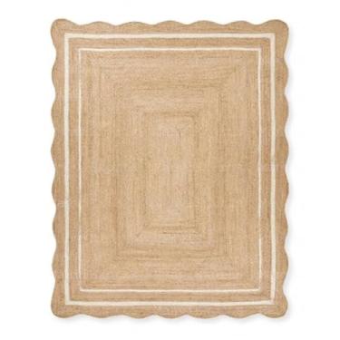 Imagem de Chouhan Rugs Tapete de juta natural recortado tapete boêmio decoração tapete feito à mão tapete personalizado tapete decorativo (BD1) (2 x 3 pés)