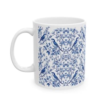 Imagem de Caneca de café Bird French Toile De Jouy - Inspirada na caneca de café Toile De Jouy - Presentes para amantes de pássaros - presentes para mulheres - amantes de animais de estimação no dia das mães