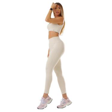 Imagem de Conjunto Fitness Feminino Top e Calça Legging Jacquard Fosco Textura Animal Print Acetinado UV50+-Feminino