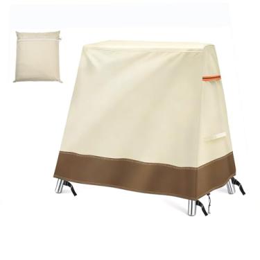 Imagem de XhuangTech Capa de balanço de jardim A-Frame para dois lugares, tecido resistente 420D para uso ao ar livre, capa de balanço à prova d'água, à prova de vento, capa de assento anti-UV para varanda de