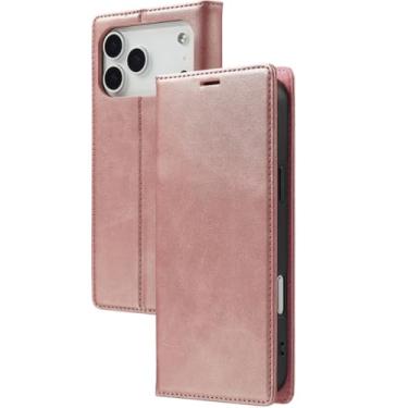 Imagem de LTLMYDAM Capa carteira para iPhone 17 Pro Max/17 Pro/Air/17, porta-cartões de couro, capa de proteção completa antirarranhões, capa interna macia, rosa, 17 Pro