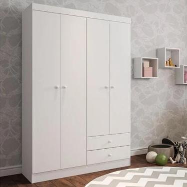 Imagem de Guarda Roupa Infantil 4 P 3 G 103 Cm Louise Branco Reajl Moveis Branco