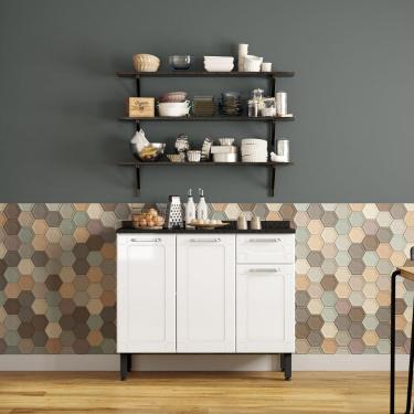 Imagem de Balcão De Cozinha Em Aço 3 Portas 1 Gaveta Branco Dona Maria Bertolini