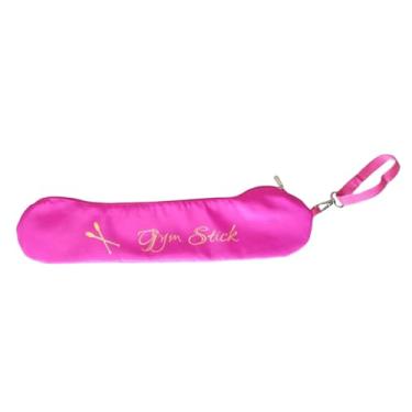 Imagem de Dynwave Bolsa para guardar e transportar bastões de ginástica, com zíper, leve, ideal para equipamentos de ginástica rítmica e artística, Rosa Vermelha, S