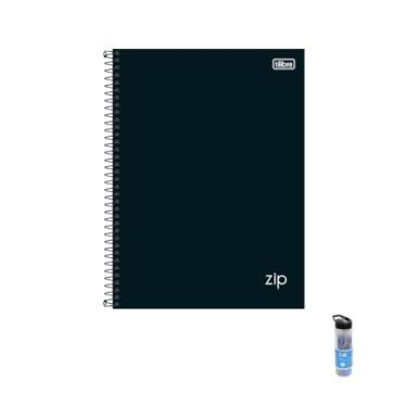 Imagem de Kit Caderno Universitário Capa Dura Zip Preto 10 Matérias 160 Folhas + Caneta Esferográfica Spiro Azul e Preta 24 Unidades