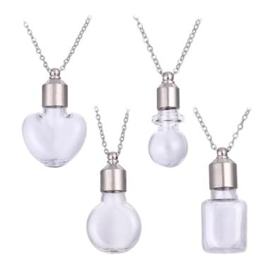 Imagem de beinkmake Kit de colar de frasco de sangue, suporte de cinzas, pingentes, urna, garrafas de vidro, recipiente de cremação, joia memorial para mulheres e homens, prata