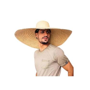 Imagem de CHAPEU DE PALHA SOMBREIRO GRANDE PROTECAO CABECA PESCOCO