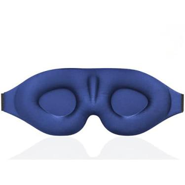 Imagem de Máscaras de dormir blackout para mulheres e homens máscara para dormir com pressão zero - design ergonômico com faixa elástica ajustável para descanso de sono - azul escuro