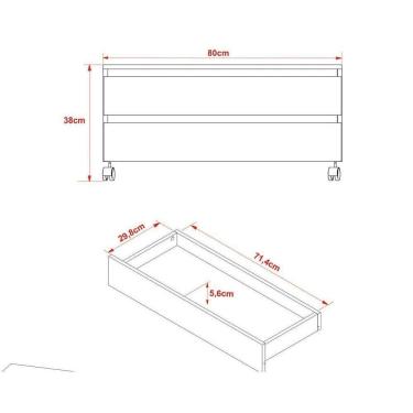 Imagem de Armário C- Balcão Banheiro Rodizios Bn3603 S- Cuba 80cm E Espelho Bn3609 Branco - Tecno Mobili