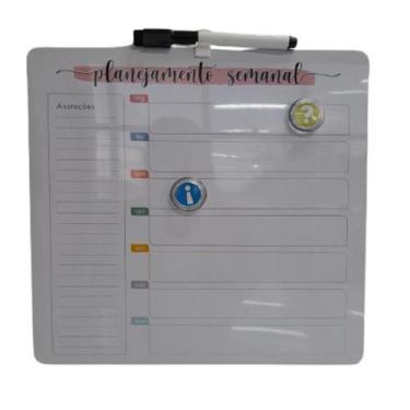 Imagem de Quadro lousa de planejamento semanal tarefas recados anotacoes e aviso