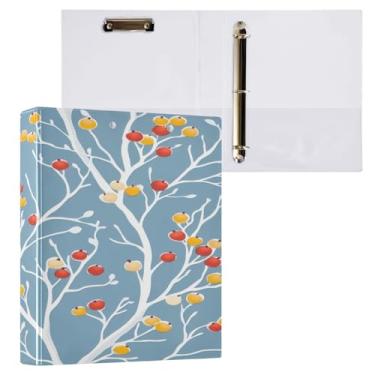 Imagem de CEBUGI Pasta redonda com 3 anéis de fundo azul claro de 3 cm comporta 200 folhas, pastas com 3 bolsos de PVC transparente para escritório, 31,5 x 27 x 6 cm, 1 pacote