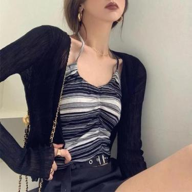 Imagem de Cardigan Feminino Cropped - Decote V, Transparente e Casual para Verão