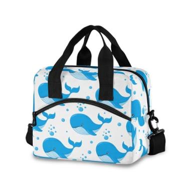 Imagem de Burbuja Lancheira térmica Blue Whales para mulheres e homens, lancheira portátil com alça de ombro removível, lancheira para viagem, piquenique, escritório, trabalho