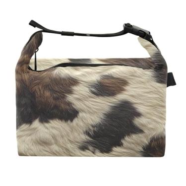 Imagem de STAYTOP Lancheira com textura de vaca com fivela de alça, lancheira isolada para meninos e meninas, lancheira térmica para trabalho escolar