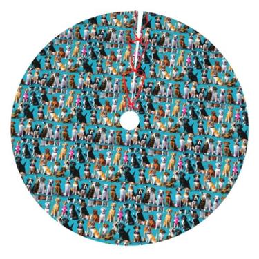 Imagem de Muitas estampas de beagle com estampa festiva de árvore de Natal para decoração de base de Natal e celebrações sazonais