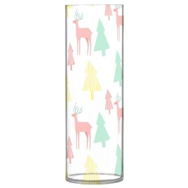 Imagem de Burbuja Vaso de flor de veado de árvore de inverno, não quebrável, alto, redondo, transparente, vaso cilíndrico para decoração de casa, escritório, buquê de casamento