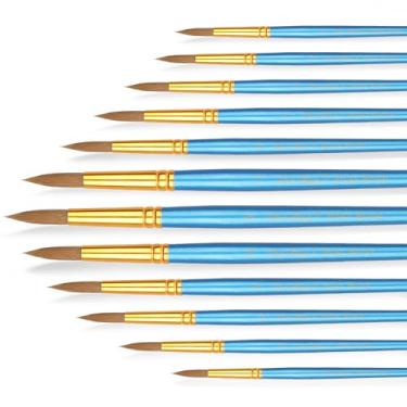 Imagem de 12 pincéis de pintura aquarela, pincéis artísticos para pintura acrílica, pincel de cor de água para adultos, materiais de pintura em aquarela para artistas entusiastas