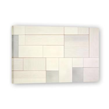 Imagem de Arte em tela minimalista de profundidade mínima: Serenidade tons neutros grande área em branco para decoração de espaço calmo 50 x 75 cm emoldurado