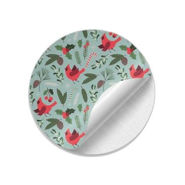Imagem de Adesivos Redondos Natalinos 25 Unidades Estampa Floral Decorativa - Tamanho 50x50cm