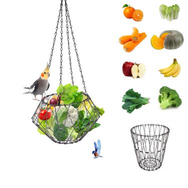 Imagem de Acessórios de alimentador de pássaros para pendurar, alimentador dobrável de papagaio, frutas, legumes, com 4 peças de corrente ajustável de 43 cm, brinquedos de balanço de pássaros para papagaio e