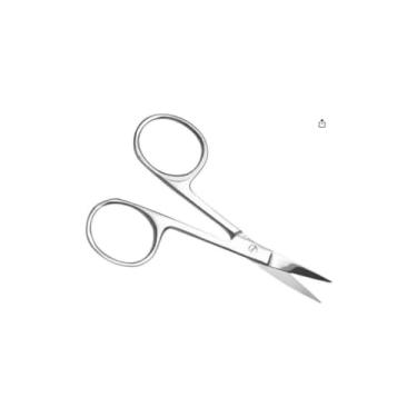 Imagem de Tesoura de Aço Inoxidável, Ponta Curva, 9cm x 4,5cm, para Unhas, Sobrancelhas, Barbas e Pelos