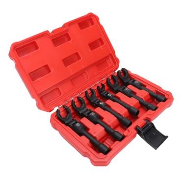 Imagem de KUIDAMOS Conjunto de Chave de Linha de pé de Corvos, Durável, 3/8 Unidades, Cabeça Flexível, Chave de Soquete de pé de Corvo para Linhas de Freio de Combustível, Liga de Aço, 6 Peças para Mecânica
