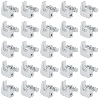 Imagem de Pacote com 25 braçadeiras de feixe, braçadeira C de viga de ferro de 3/20.3 cm com abertura de mandíbula de 3/10.2 cm, braçadeira de suporte de teto de parede para cobre, tubo de PVC, banhado a zinco