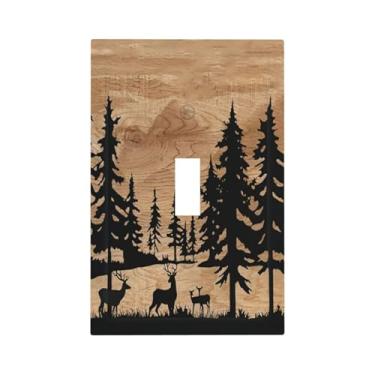 Imagem de ybclf Capa de interruptor de luz de madeira rústica para casa de fazenda, 1 gangue, interruptor único, pinheiro, placa de parede, placa decorativa para cozinha, quarto