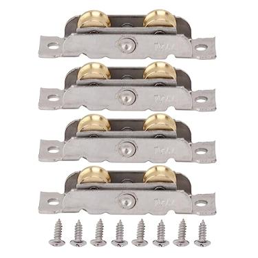 Imagem de Alomejor Rolo Deslizante da Porta do Pátio, Conjunto de Roda de Rolamento de Esferas de Aço Inoxidável de 4 Unidades Com Trilha de Cobre, Kit Universal de Substituição de Porta de Vidro (Roda Côncava)