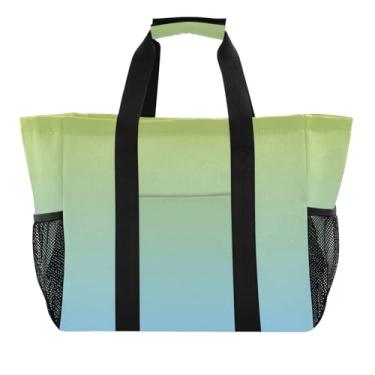 Imagem de Joisal Beach Totes Bolsas Utilitárias Femininas Personalizadas Reutilizáveis Sacolas de Compras Bolsa de Compras Dobrável Abacate Verde Claro Azul Céu Azul Gradiente Impermeável Viagem Mom Tote
