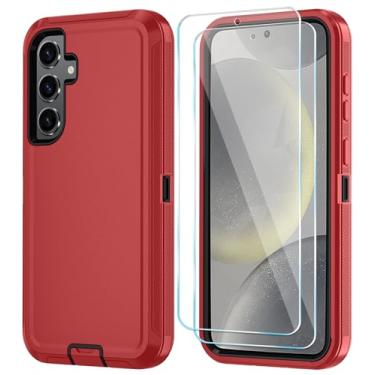 Imagem de ONOLA Capa para Samsung Galaxy S24+/S24 Plus com protetor de tela HD [não serve para S24/S24 Ultra], capa de telefone resistente 3 em 1 para Galaxy S24 Plus de 6,7 polegadas, vermelha preta