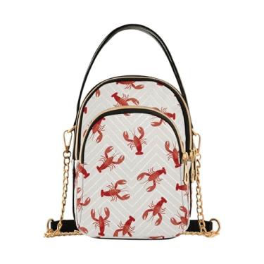 Imagem de Bolsa feminina Red Lobster tiracolo com zíper triplo para mulheres, bolsa tiracolo, Lagosta vermelha, 15*21*8cm