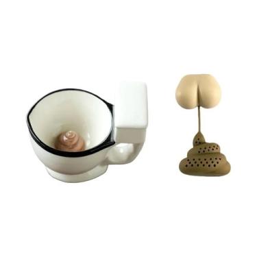 Imagem de Caneca De Cerâmica Em Forma De Vaso Sanitário De 300ml Com Alça Para C